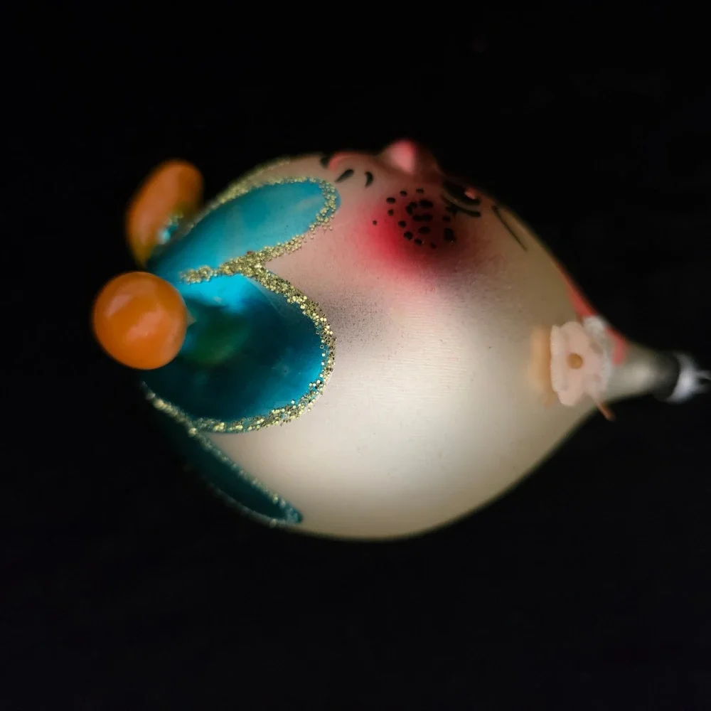 VTG De Carlini Blown Glass Christmas Ornament Humpty Dumpty Hand Painted Italy